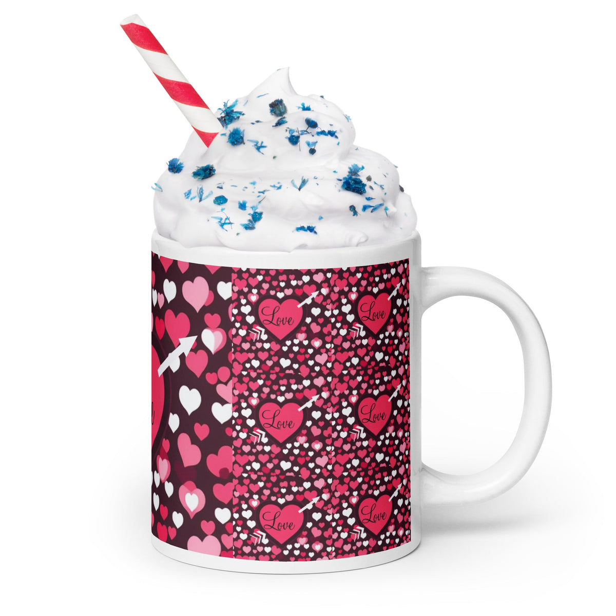 Front Love my Valentine Design -White glossy Ceramic Mug #MzKittyz #NikkiDKatArt