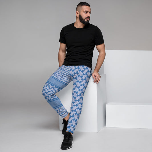 Front Left side Men's Joggers with Keffiyeh Signature Design- Plus Sizes up to 3XL #MzKittyz #NikkiDKatArt