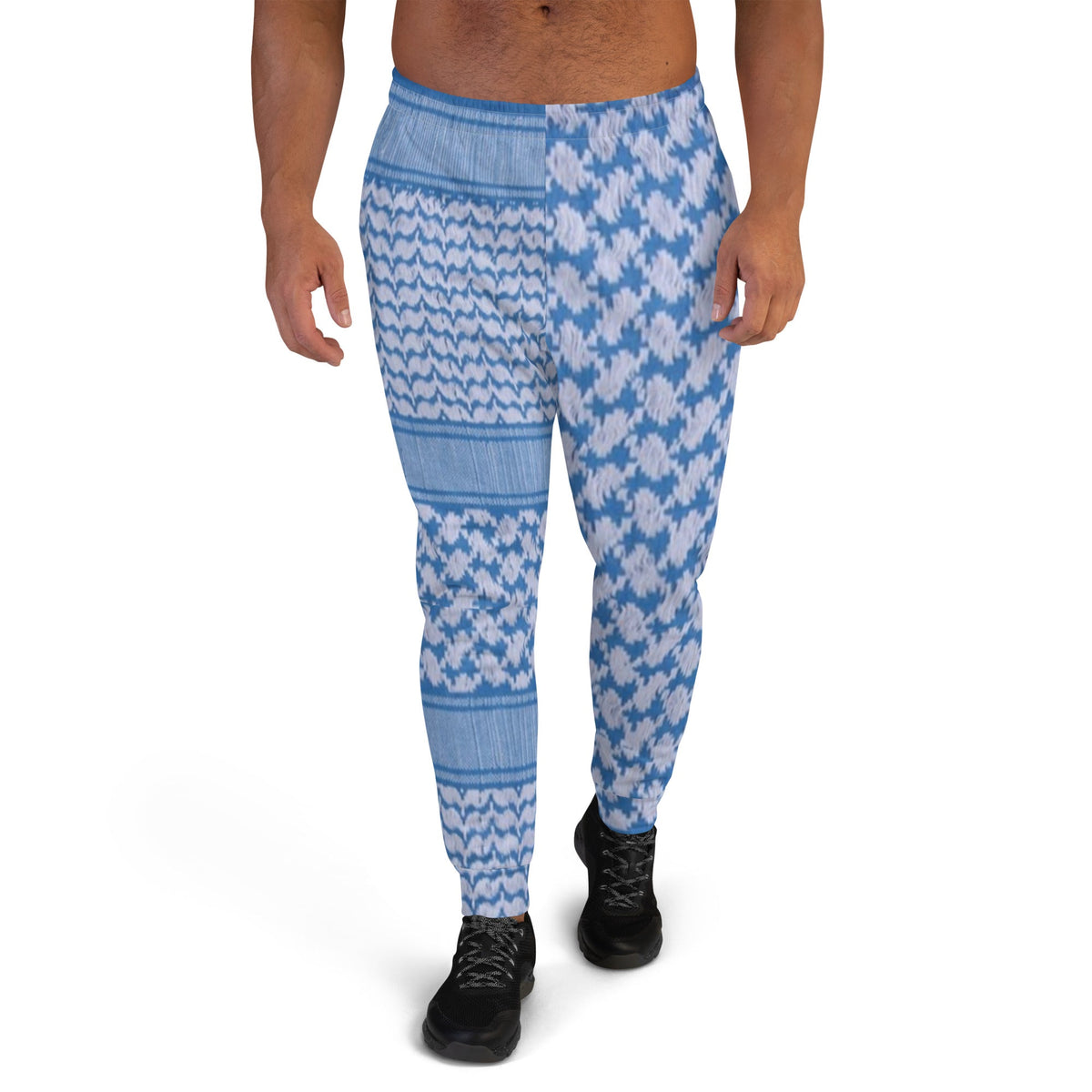 Front Men's Joggers with Keffiyeh Signature Design- Plus Sizes up to 3XL #MzKittyz #NikkiDKatArt