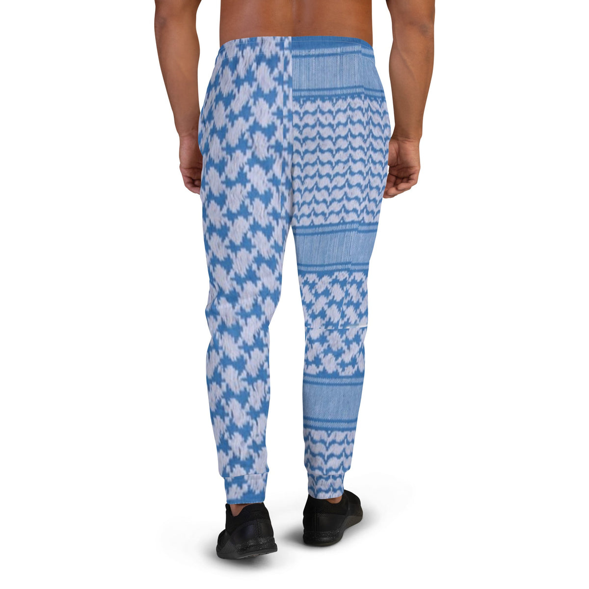 Back Men's Joggers with Keffiyeh Signature Design- Plus Sizes up to 3XL #MzKittyz #NikkiDKatArt