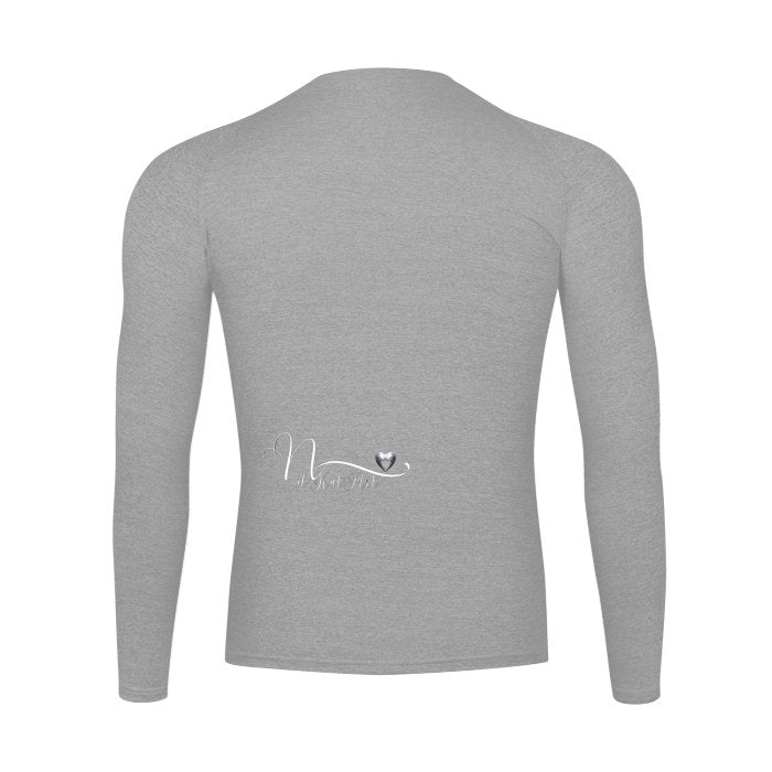 Front Men's Stretchy Raglan Long Sleeve Sports Tee - Mz Kittyz up to 2XL - Chrome Heart & Wingz Design #MzKittyz #NikkiDKatArt