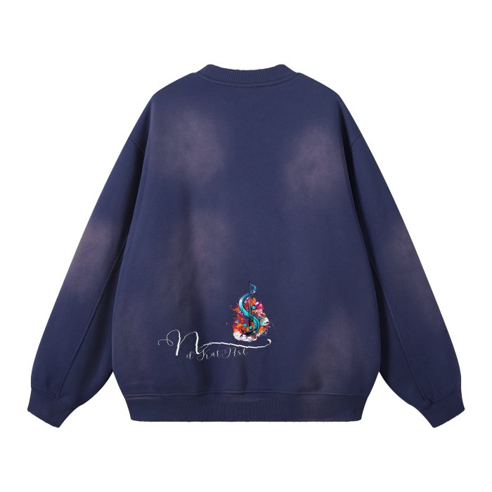 Front Mz Kittyz Bearz Bear - (Royal Blue)Streetwear Unisex Monkey Washed Dyed Fleece Pullover #MzKittyz #NikkiDKatArt