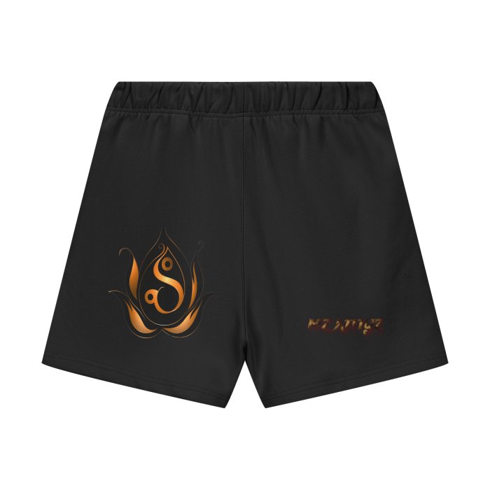 Front Mz Kittyz Hearts of Fire - Streetwear Unisex Heavyweight 460G Fleece Loose Fit Shorts #MzKittyz #NikkiDKatArt