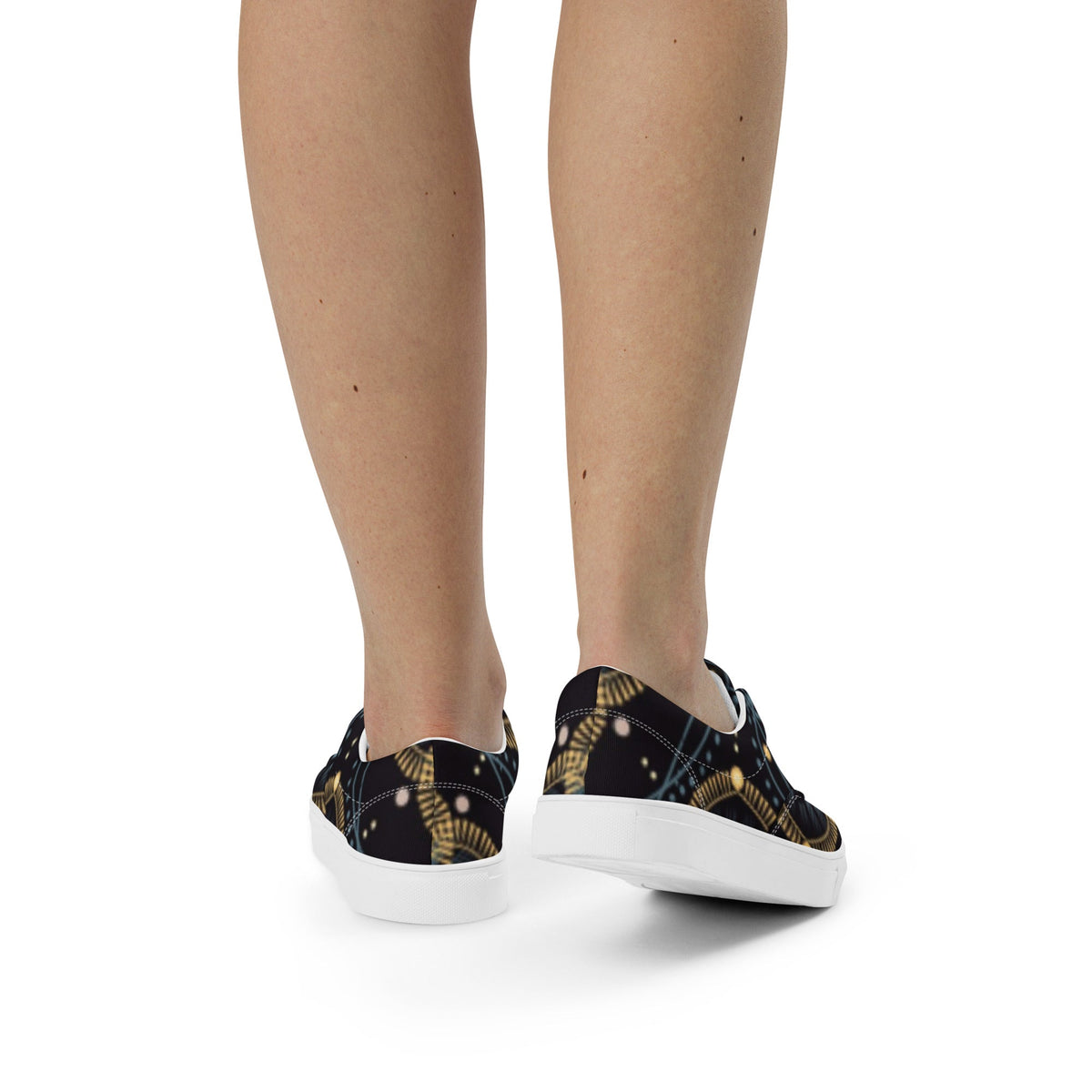 Front Mz Kittyz Starr Tapestry Design - Women’s lace-up Canvas Shoes - Sneakers #MzKittyz #NikkiDKatArt