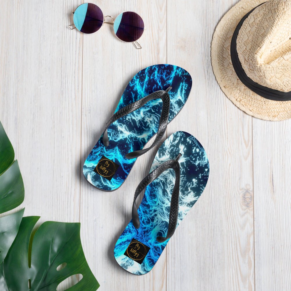 Top L, w/accessories, Oceanic Waves - Unisex Flip-Flops Flip Flops #MzKittyz #NikkiDKatArt