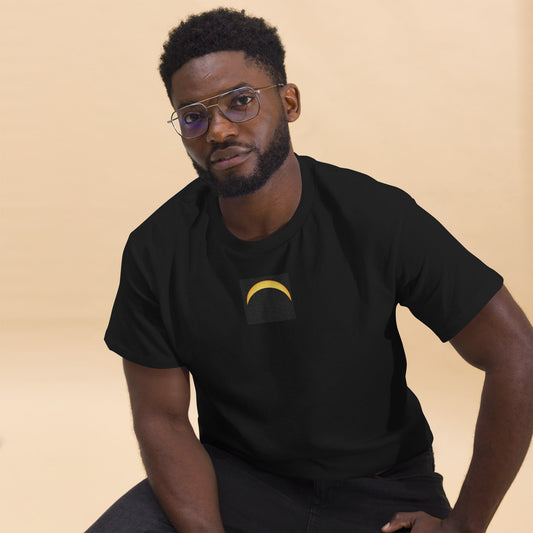 Front Black Solar Eclipse Men's classic tee - Embroidered & Printed Design - Sizes up to 5XL #MzKittyz #NikkiDKatArt