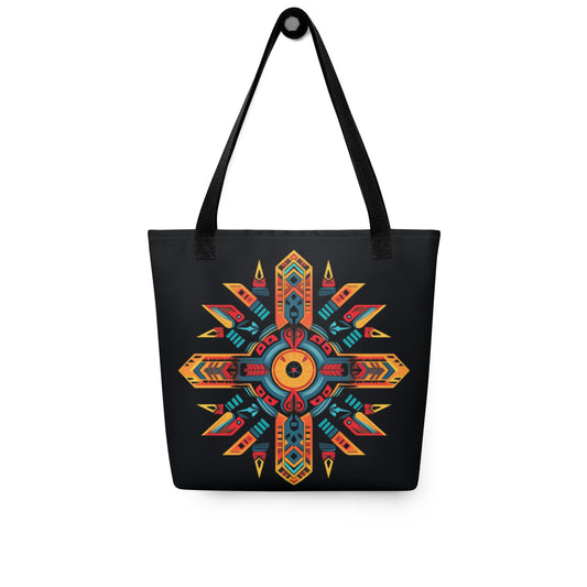 Front Tribal Cross Fire Tote Bag - All Over Print Tote Bag #MzKittyz #NikkiDKatArt