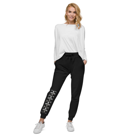 Front Unisex Chrome Crosses Fleece Sweatpants #MzKittyz #NikkiDKatArt