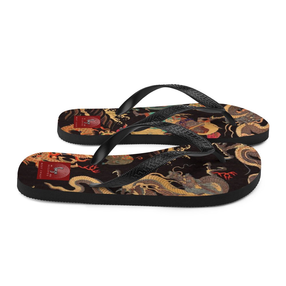 Front Unisex Flip-Flops Chinese Snake & Dragon Signature Flip Flops #MzKittyz #NikkiDKatArt