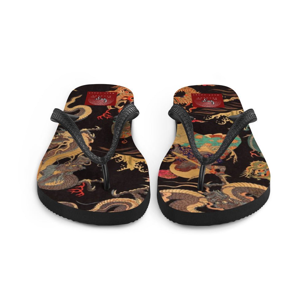 Front Unisex Flip-Flops Chinese Snake & Dragon Signature Flip Flops #MzKittyz #NikkiDKatArt